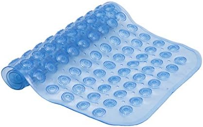 Bath Mat for Tub and Shower | Non-Slip/Anti-Slip, Mold/Mildew Resistant, Suction Cups, Machine Washable, Non-Toxic Rubber | Clear Blue