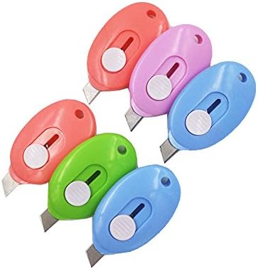 Pack of 3 Mini Retractable Utility Knife Box Cutter Letter Opener, Random Color, Safe Blade, Stay Sharp