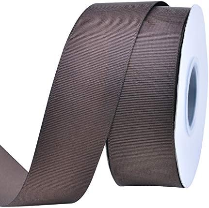 1-1/2 inch 25 Yards Solid Grosgrain Ribbon Per Roll for DIY Hair Accessories Scrapbooking Gift Packaging Party Decoration Wedding Flowers Brown