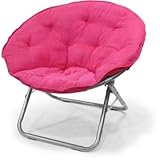 Mainstays Large Microsuede Saucer Chair | Easily Folds for Storing or Transporting (Pink)