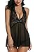 Avidlove Women Lingerie Halter Babydoll Double Bowknot Chemise Black XXL