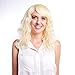 MelodySusie Mid Length Curly Wavy Wig for Women, 17 inches Hair Replacements Wig with Bang, Synthetic Fiber, Natural as Human Hair, for Halloween Party Cosplay Costume, Wig Cap Included, Light Blonde