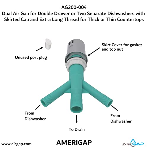 Dual Air Gap For Double Drawer Or Two Separate Dishwashers With Skirted