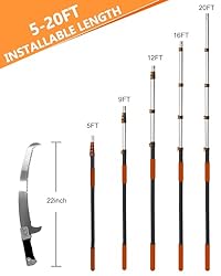 Buyplus Pole Saw for Tree Trimming, 5-20 Foot