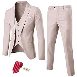 MYS Men's 3 Piece Slim Fit Suit Set, One Button