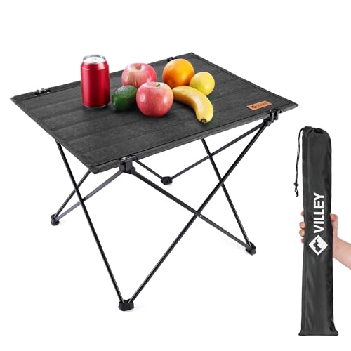 VILLEY Portable Folding Camping Table, Ultralight Outdoor Table with Bag, Aluminum and Oxford Fabric, for Picnic, Hiking and Outdoor Activities