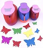 TECH-P Set of 3PCS (2 inch+1.5 inch+1inch) Craft Punch Set Paper Punch Paper Punch Tool Eva Punches for Making Arts Crafts Projects Cards Scrapbooking Garland Hanging Decorations (Butterfly)