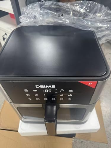 DEIME Freidora de aire 10.2 QT sin aceite 1700 W freidoras de aire de horno de gran capacidad Cocina saludable con 10 preestablecidos, freidora de aire grande para familias Ventana de cocción visual, cesta antiadherente, receta incluida