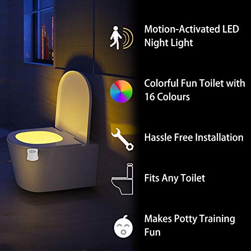 Powerole Toilet Night Light PIR Motion Activated Toilet Light Sensor