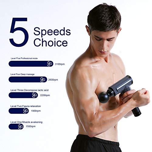Muscle Massage Gun for Athletes,YUNDOO, Cordless Handheld Massage Gun, Body Relaxation, Massage with 4 Head Muscle Massage,Percussion Massager