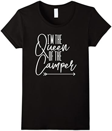 Womens Funny Camping T-Shirt 'I'm The Queen Of The Camper' XL Black