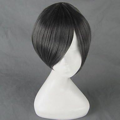 QINF Makouka Koukou no Rettousei Yoshida Mikihiko Black Short Cosplay Wig