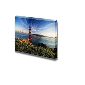 Canvas Prints Wall Art - The San Francisco Bay Bridge Overlooking a Clear Blue Sky | Modern Wall Decor/Home Decoration Stretched Gallery Canvas Wrap Giclee Print. Ready to Hang - 12" x 18"
