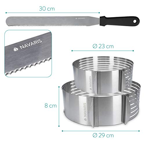 Navaris Cake Leveler Slicer Kit 9.1 to 11.4 inch Adjustable Ring for