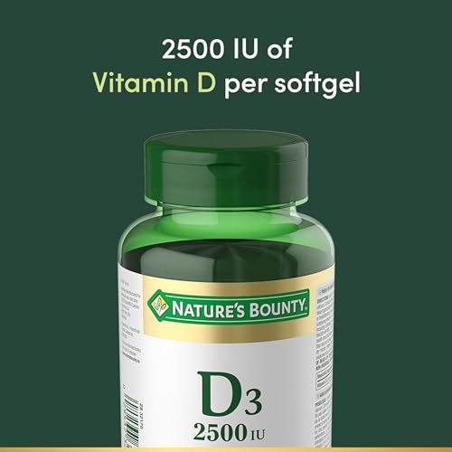 NATURE'S BOUNTY Vitamin D3, 2500 IU, Helps To Prevent Vitamin D Deficiency, 300 Softgels, 68.1 g
