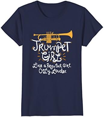 Womens Funny Trumpet Girl Shirt Gift Small Navy