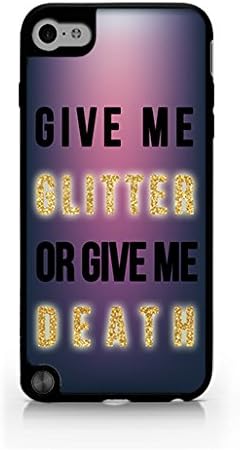 Glitter iPod touch 5 with Quotes-Give me Glitter or Give me Death-Gold Glitter Pattern -Hard Plastic, Protective Black Case, Dust and Scratch Proof for iPod Touch 5