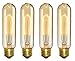 CTKcom Vintage Edison T10 40W Light Bulbs w/E26 E27 Base(4 Pack)-Tubular Nostalgic Filament Dimmable Incandescent Bulbs Antique Equivalent Lamps,Pendant Light for Home Light Fixtures E26/E27 110V
