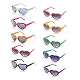 Onnea 10 Pack Wholesale Heart Shaped Neon Color Sunglasses for Party Supplies,100% UV Protection (10-Pack Mix)