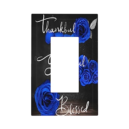 Spshian Outlet Covers Blue Rose Thankful Grateful Blessed 1 Gang Wall Plate Single Rocker Light Switch Cover Romantic Blue Floral Decorative GFCI Receptacle Cover Electrical Switchplate for Home Decor at Amazon