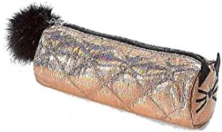 for Girls Quilted Cat Pom Pom Pencil Case Pouch