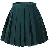 Girls`s High waist School kilt skirt Cosplay Fancy up Costumes (XS,Dark Green)