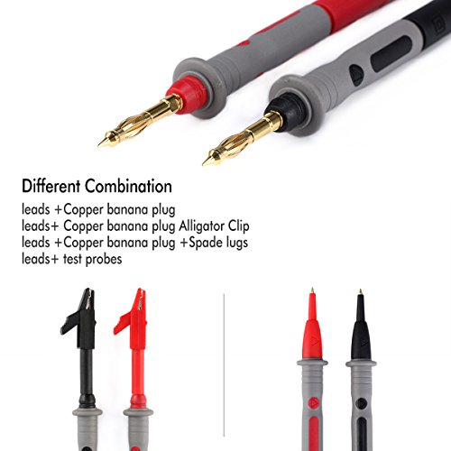 Multimeter Test Leads Kit,Digital Multimeter Test Kit Set of 15 With Crocodile Alligator Clips Lead Probe,Lead Extensions, Mini Hooks Accessory Kit