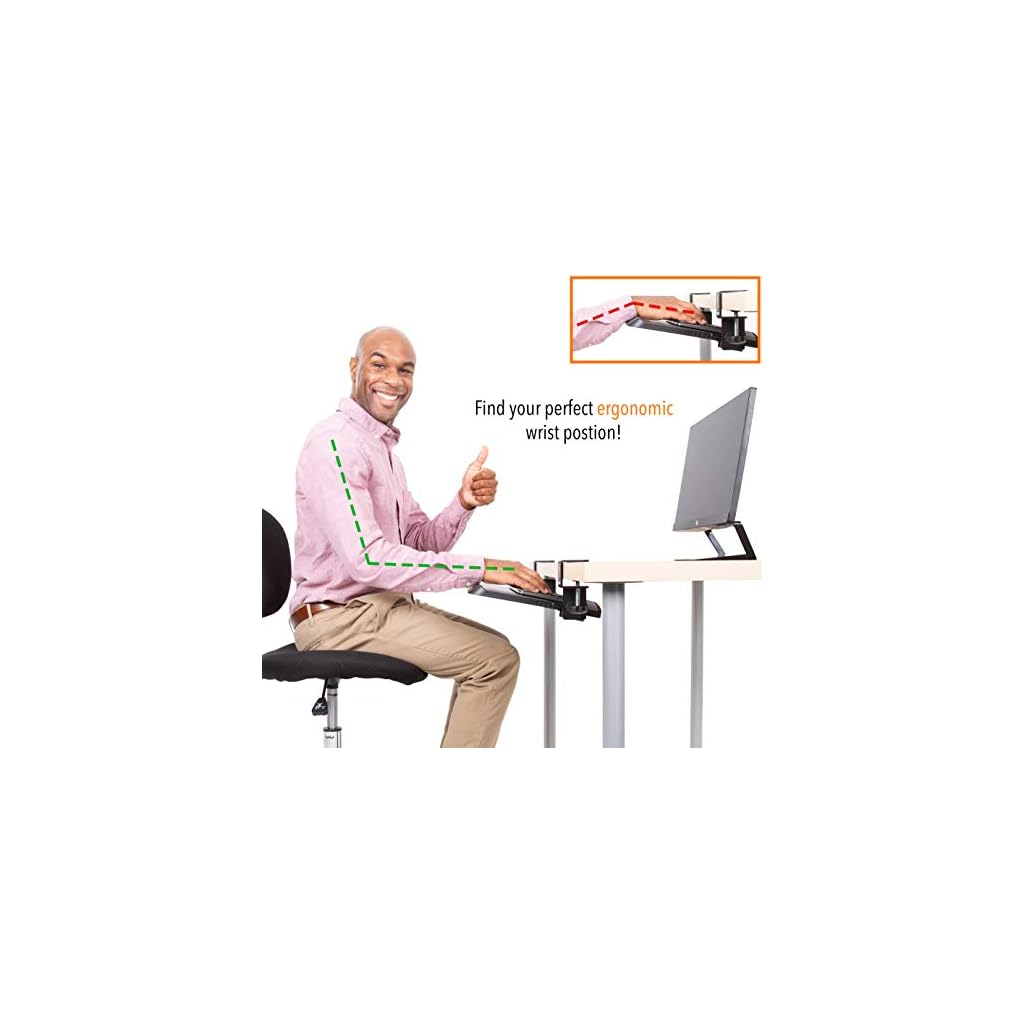 Stand Steady Clamp On Keyboard Tray with Adjustable Tilt Ergonomic