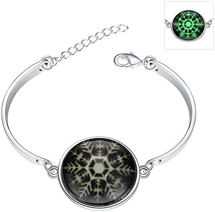 SHARON Cat Christmas Cute Snowflake Silver Bracelet Snowflake Luminous Silver Bracelet