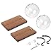 Dahey Wall Glass Planter with Wood Board Rustic Decor Air Plant Holder Hanging Terrarium Wrought Iron Hooks for Indoor Office Home Decorations, Orb 2 Set