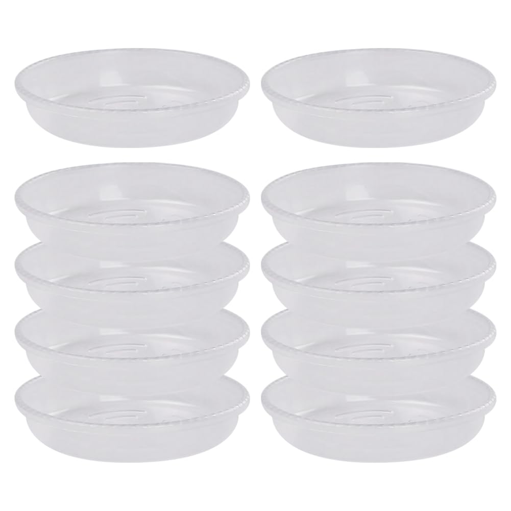 HugeDE 10 Pcs Plastic Plant Saucer Drip Trays Clear Flower Pot Trays Small Plant Plate Dishes Flower Saucer Plates Flower Drainage Pot Bases
