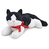 Black and White Plush Kitty Cat with Red Bow for Valentine's Day
