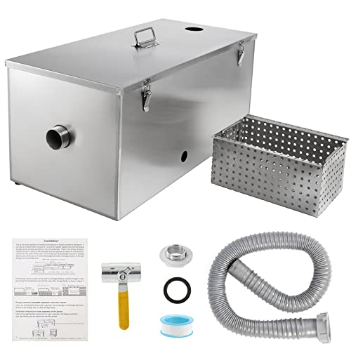 POWLAB 25LBS Top Inlet Commercial Grease Trap Under Sink, Grease