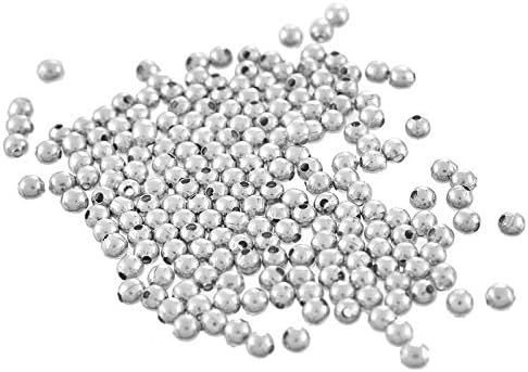 Shengyaju 500PCS Silver Tone Stainless Steel Round Spacer Beads Jewelry Findings Craft Supplies 2.4mm Dia