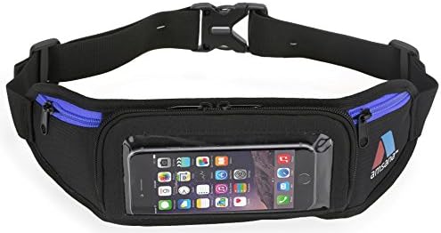 Amsana™ Running Belt for iPhone 6 &amp; Android Smartphones + Touchscreen Compatible(black/blue)