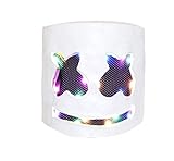DJ Mask, Music Festival Helmets, Full Head Masks Halloween Party Props Costume Masks White (LED Light up)