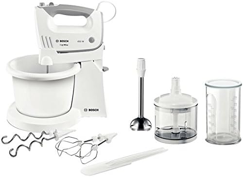 Bosch MFQ36490 Mixer, 50/60 Hz, 220-240 V, 20.8 cm x 15.4 cm x 7.4 cm, White, Gray, 450-watt