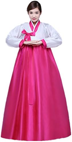 XINFU Korean Traditional Women's Hanbok Set Long Sleeve Colorful Dress Cosplay Costume