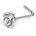 Ruifan 3PCS 20G 316L Surgical Steel Rose Curved Nose Stud Ring L Shaped Piercing Jewelry - Mix Color