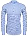 Mens Thin Henley Button-down Slim Fit Rollup Sleeve Shirt