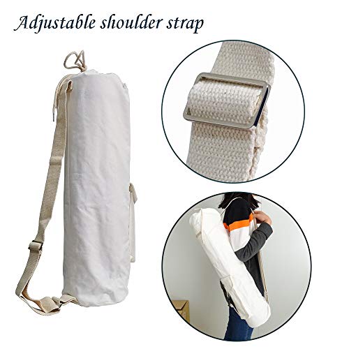 Top-Lander-Yoga-Mat-Carrier-Bag-with-Pockets-100-Cotton-Canvas-Materials-Adjustable-Strap-and-Drawstring-Closure-Design