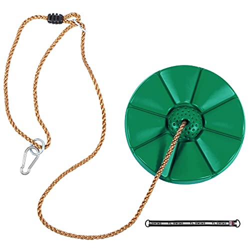 RedSwing Tree Disc Swing for Kids with Adjustable Rope, Rope Swing Seat for Outdoor Indoor Swingset Accessory, Bonus Hanging Strap, Green