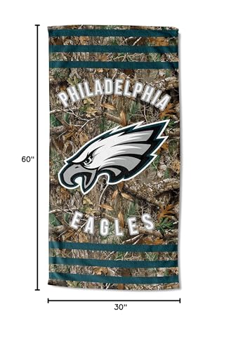 Northwest NFL Philadelphia Eagles Unisex-Adult Beach Towel, 30 x 60, Realtree Camo Stripes