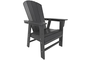 Costaelm Outdoor Adirondack Chair, HDPE Patio Balcony Chairs, Portside Seashell Nautical Curveback Adirondack Chair and Fire Pit Chairs, Gray