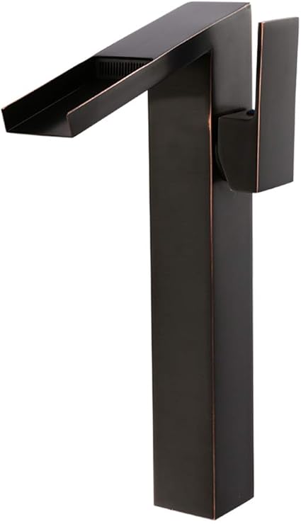 JRUIA Retro Schwarz Bad Wasserhahn Hoch Wasserfall Waschtischarmatur