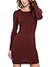 FACE N FACE Women's Scoop-Neck Solid Long-Sleeve Short Fitted Dress, Wine, X-Small