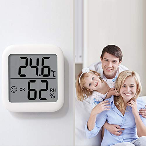 BeGrit Innen Hygrometer Thermometer für Baby-Raum-Temperatur Feuchtigkeit Feuchte Überwachung, digital einfach Sofort mit Lächeln/Unhappy Emotion Icon lesen (Weiß)