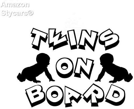Stycars® 17.8Cm*12.3Cm Twins On Board Sticker Car Decals Vinyl Personality Baby Sign Black