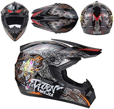 Motocross Helmet, Mountain Bike Full face Helmet DH Downhill, Suitable for Both Men and Women, Bright Black 4