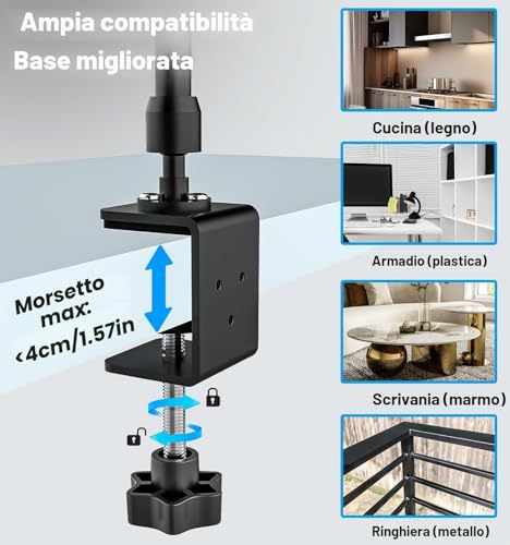 woleyi Tablet Stand Kitchen Desk [Suitable for Table and Mobile] Tablet Stand with Adjustable Metal Arm for iPad Pro 12.9 Air Mini, Galaxy Tab Ultra, Switch, 6-14.6 Inches